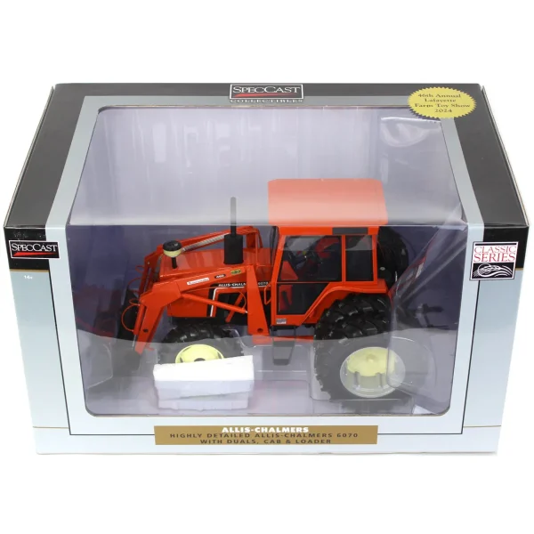 Manufacturer_SpecCast Tractors<1/16 Allis Chalmers 6070 w/ FWA, Rear Duals, Loader & Cab, 2024 Lafayette Farm Toy Show