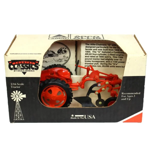 Manufacturer_Scale Models Tractors<1/16 Allis Chalmers G with Plow, Newer box, Made in USA