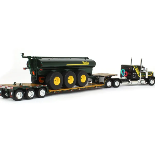 Manufacturer_DCP by First Gear Implements | Lowboys & Flatbeds<1/64 Black Husky Peterbilt 379 w/ Fontaine Renegade Lowboy & Husky Manure Spreader, DCP by First Gear