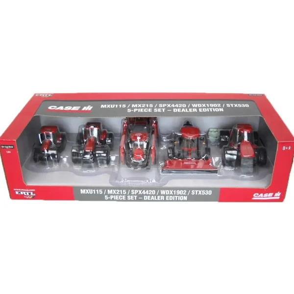 Manufacturer_ERTL Tractors | Implements<1/64 Dealer Edition Case IH 5-Piece Set with MXU115, MX215, SPX4420, WDX1902 & STX530