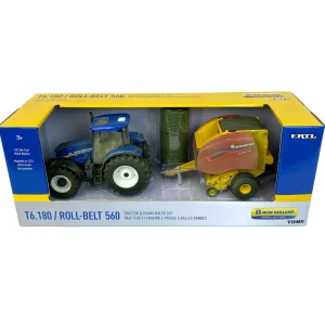 Manufacturer_ERTL Implements<Dusty Chase Unit ~ 1/32 New Holland T6.180 with Roll-Belt 560 Round Baler