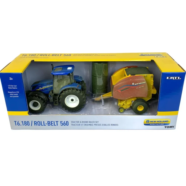 Manufacturer_ERTL Implements<Dusty Chase Unit ~ 1/32 New Holland T6.180 with Roll-Belt 560 Round Baler
