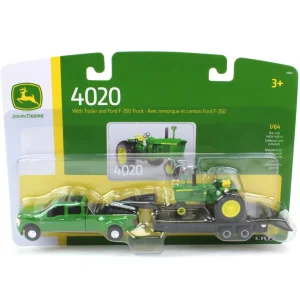 Manufacturer_ERTL Tractors<1/64 Green Ford F-350 w/ Gooseneck Trailer & John Deere 4020 Narrow Front