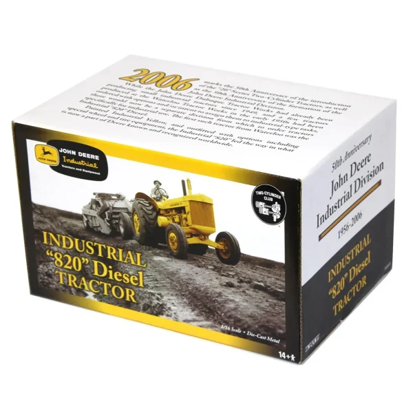 Manufacturer_ERTL Tractors<1/16 John Deere 820 Industrial Yellow Diesel, Two-Cylinder 50th Anniversary Edition