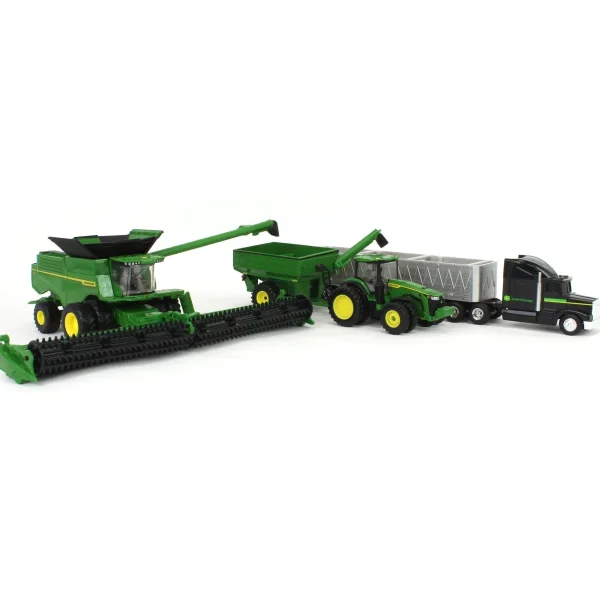 Manufacturer_ERTL Tractors | Combines & Harvesters<1/64 John Deere Harvesting Set w/ 8R 370 Tractor, Grain Cart, X9 1100 Combine & Grain Semi