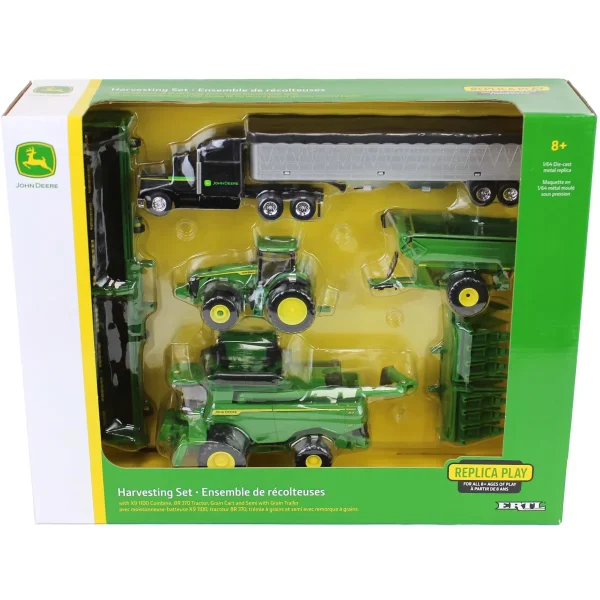 Manufacturer_ERTL Tractors | Combines & Harvesters<1/64 John Deere Harvesting Set w/ 8R 370 Tractor, Grain Cart, X9 1100 Combine & Grain Semi