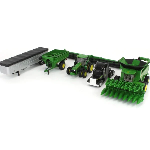 Manufacturer_ERTL Tractors | Combines & Harvesters<1/64 John Deere Harvesting Set w/ 8R 370 Tractor, Grain Cart, X9 1100 Combine & Grain Semi