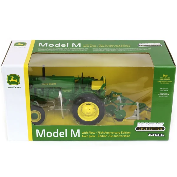 Manufacturer_ERTL Tractors<1/16 John Deere M Wide Front with Mounted Plow, 75th Anniv, ERTL Prestige Collection