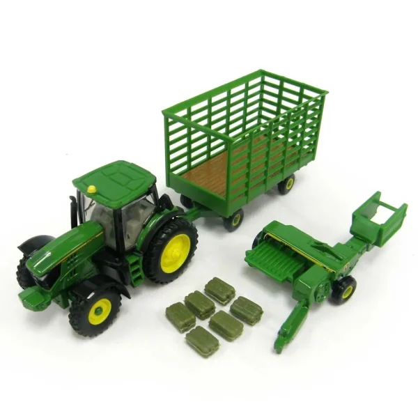 Manufacturer_ERTL Tractors | Implements<1/64 John Deere 6210R Haying Set with 338 Square Baler & Bale Wagon