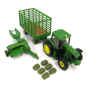 Manufacturer_ERTL Tractors | Implements<1/64 John Deere 6210R Haying Set with 338 Square Baler & Bale Wagon