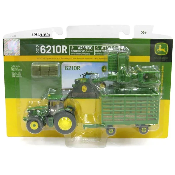 Manufacturer_ERTL Tractors | Implements<1/64 John Deere 6210R Haying Set with 338 Square Baler & Bale Wagon