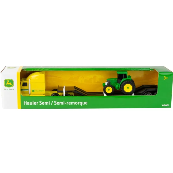 Manufacturer_ERTL Tractors<1/64 John Deere Yellow Semi, Lowboy & Tractor, Collect N Play Value Set