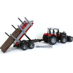 Manufacturer_Bruder Toys Tractors<1/16 Massey Ferguson 7480 with Front Loader and Timber Trailer
