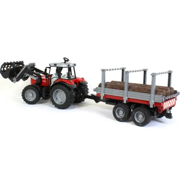 Manufacturer_Bruder Toys Tractors<1/16 Massey Ferguson 7480 with Front Loader and Timber Trailer