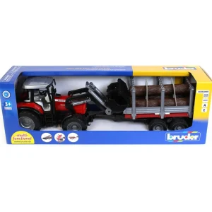 Manufacturer_Bruder Toys Tractors<1/16 Massey Ferguson 7480 with Front Loader and Timber Trailer