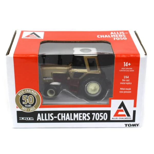 Manufacturer_ERTL Tractors<Metallic Gold Chase Unit ~ 1/64 Allis Chalmers 7050 Maroon Belly 50th Anniversary Tractor by ERTL