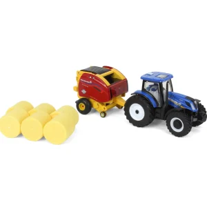 Manufacturer_ERTL Tractors | Implements<1/64 New Holland T6.180 w/ Roll-Belt 560 Round Baler & 6 Bales, 50 Years Round Baling, 2024 Farm Show
