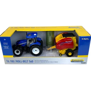 Manufacturer_ERTL Implements<1/32 New Holland T6.180 with Roll-Belt 560 Round Baler