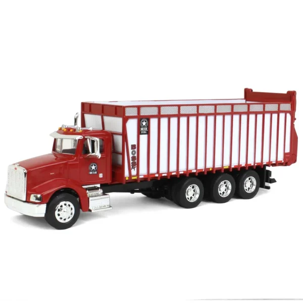 Manufacturer_SpecCast Implements<1/64 Red Peterbilt 385 w/ Red & White Meyer 8126RT Boss Forage Box