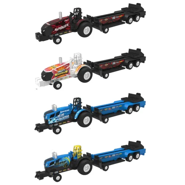 Outback Toys Tractors | Pulling Tractors<Set of 4 ~ 1/64 Case IH & New Holland Pulling Tractors with Pulling Sleds