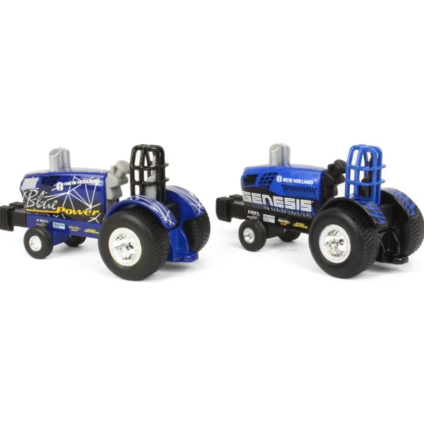 Outback Toys Tractors | Pulling Tractors<Set of 2 ~ 1/64 New Holland "Blue Power" & "Genesis" Die-cast Pulling Tractors