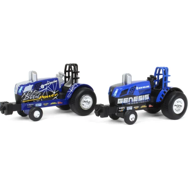 Outback Toys Tractors | Pulling Tractors<Set of 2 ~ 1/64 New Holland "Blue Power" & "Genesis" Die-cast Pulling Tractors