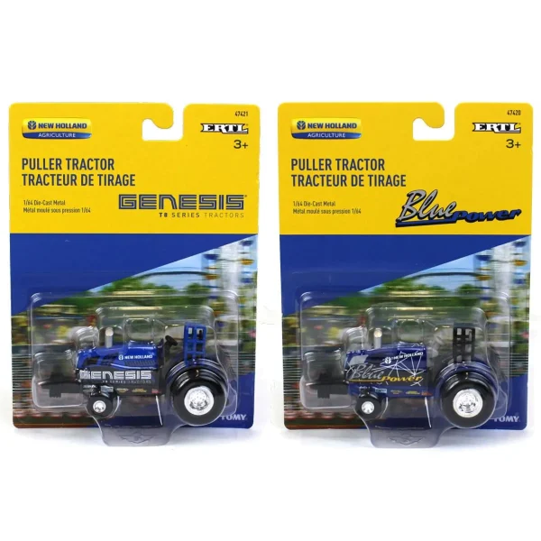 Outback Toys Tractors | Pulling Tractors<Set of 2 ~ 1/64 New Holland "Blue Power" & "Genesis" Die-cast Pulling Tractors