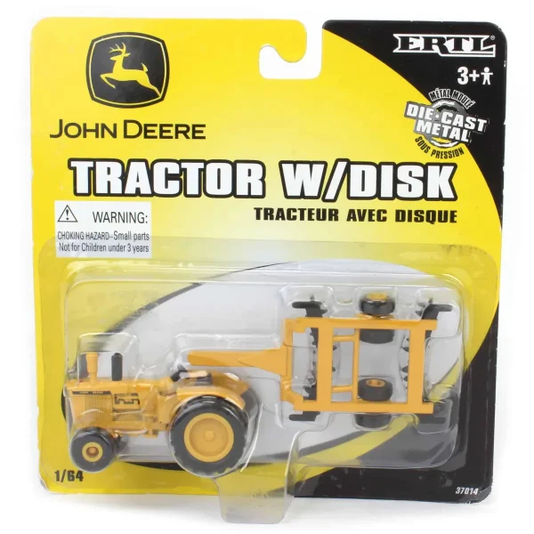 Manufacturer_ERTL Tractors | Implements<1/64 Yellow John Deere Tractor with Disc
