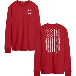 Outback Toys Ih Farmall<Adult IH Faith Family Farming Flag Red Long Sleeve Shirt