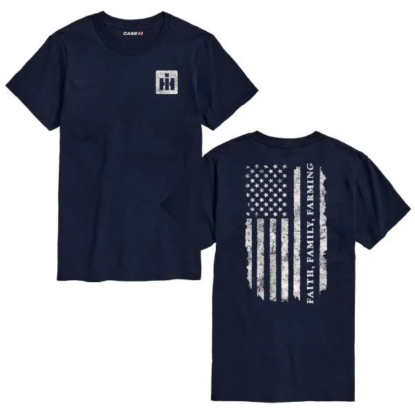 Outback Toys Ih Farmall<Adult IH Faith Family Farming Flag Navy Blue Short Sleeve T-Shirt
