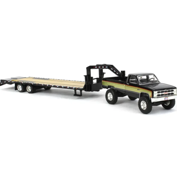 Manufacturer_Greenlight Collectibles Pickup Trucks<(B&D) 1/64 1982 GMC High Sierra K-2500 with Gooseneck Trailer, Midwest Diecast Exclusive - Damaged Item