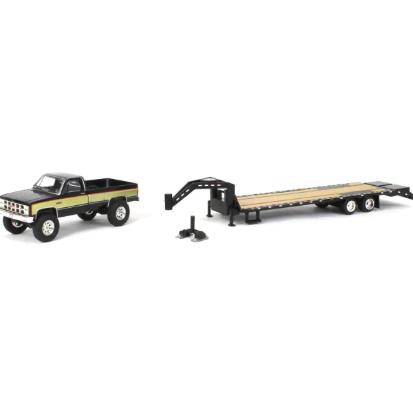 Manufacturer_Greenlight Collectibles Pickup Trucks<(B&D) 1/64 1982 GMC High Sierra K-2500 with Gooseneck Trailer, Midwest Diecast Exclusive - Damaged Item