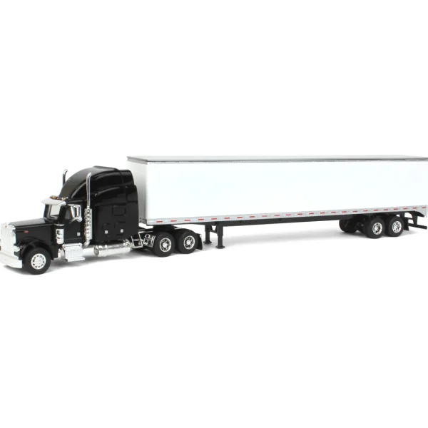 Manufacturer_SpecCast Box Trucks & Trailers<(B&D) 1/64 Black Peterbilt 379 with Sleeper and 53' Trailer with Single Rear Door - Damaged Box
