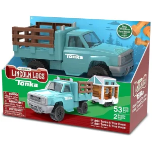 Manufacturer_Tonka Pickup Trucks<(B&D) Cruisin' Tonka Steel Classic Pickup Truck with Lincoln Logs Tiny Home on Trailer - Damaged Item
