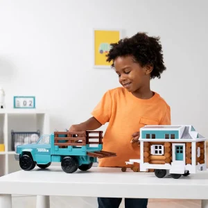 Manufacturer_Tonka Pickup Trucks<(B&D) Cruisin' Tonka Steel Classic Pickup Truck with Lincoln Logs Tiny Home on Trailer - Damaged Item