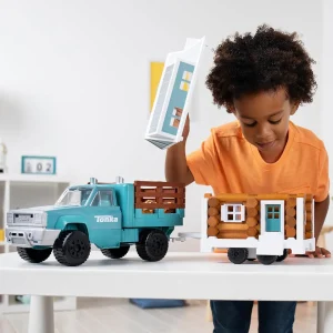 Manufacturer_Tonka Pickup Trucks<(B&D) Cruisin' Tonka Steel Classic Pickup Truck with Lincoln Logs Tiny Home on Trailer - Damaged Item