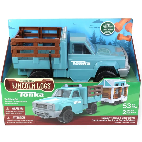 Manufacturer_Tonka Pickup Trucks<(B&D) Cruisin' Tonka Steel Classic Pickup Truck with Lincoln Logs Tiny Home on Trailer - Damaged Item