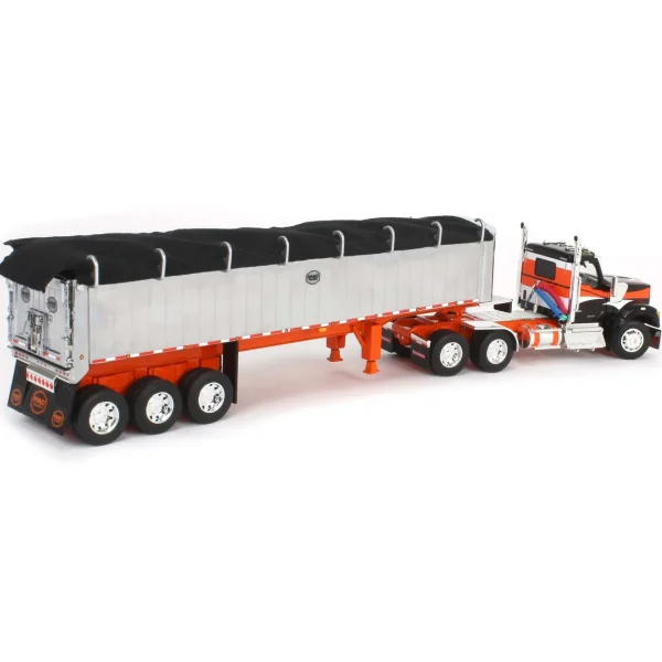 Manufacturer_DCP by First Gear Dump Trucks<1/64 Black & Orange Kenworth W990 with Chrome MAC Coal End Dump Trailer, DCP by First Gear