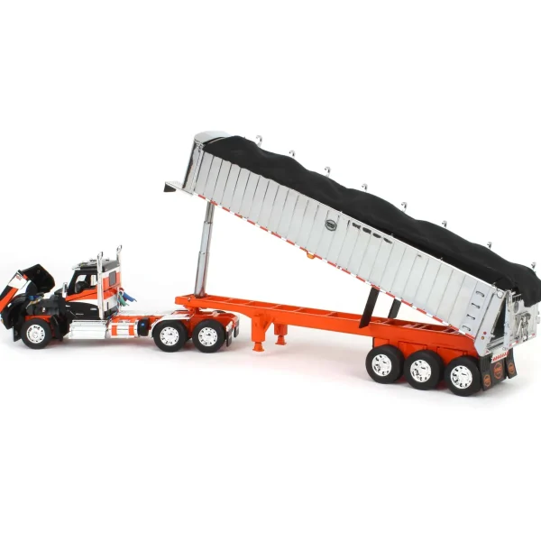 Manufacturer_DCP by First Gear Dump Trucks<1/64 Black & Orange Kenworth W990 with Chrome MAC Coal End Dump Trailer, DCP by First Gear