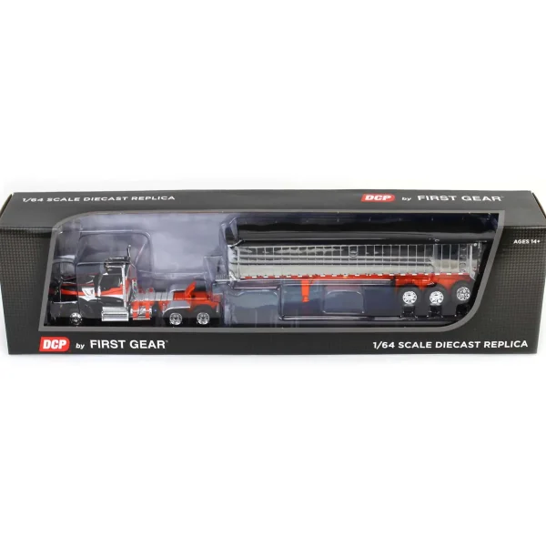 Manufacturer_DCP by First Gear Dump Trucks<1/64 Black & Orange Kenworth W990 with Chrome MAC Coal End Dump Trailer, DCP by First Gear