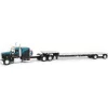 Manufacturer_DCP by First Gear Lowboys & Flatbeds<1/64 Black & Teal Kenworth W900L Long Frame with Transcraft Stepdeck Trailer, DCP by First Gear