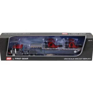 Manufacturer_DCP by First Gear Implements<1/64 Black Bush Hog Peterbilt 379 63" Flattop Sleeper w/ Transcraft Deck Trailer & 2 Bush Hog Wing Mowers