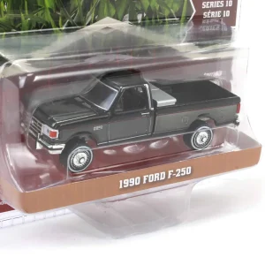 Manufacturer_Greenlight Collectibles Pickup Trucks<Black Chrome Super Chase ~ 1/64 1990 Ford F-250 with Tool Box, Raven Black & Medium Silver Metallic Combination Two-Tone, Down on the Farm Series 10