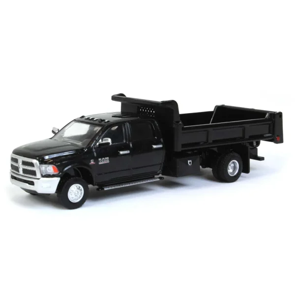 Manufacturer_Greenlight Collectibles Dump Trucks<1/64 Black Crystal 2018 Ram 3500 Dually with Black Dump Bed, Outback Toys Exclusive