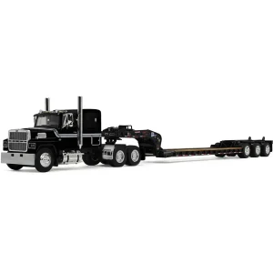 Manufacturer_DCP by First Gear Lowboys & Flatbeds<1/64 Black Ford LTL 9000 with Fontaine Magnitude Tri-axle Lowboy Trailer, DCP by First Gear