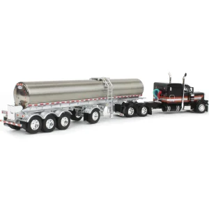 Manufacturer_DCP by First Gear Tanker Trucks<1/64 Black, Orange & White Peterbilt 379 60in Sleeper with Quad-Axle Walker Milk Tanker, DCP by First Gear