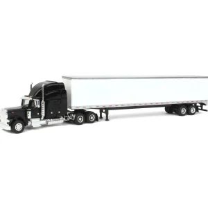 Manufacturer_SpecCast Box Trucks & Trailers<1/64 Black Peterbilt 379 Sleeper & 53ft Trailer with Single Rear Door