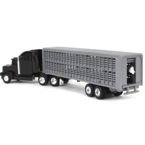 Manufacturer_ERTL Agricultural Trucks<1/64 Black Semi Truck with Cattle Trailer and Cattle by ERTL