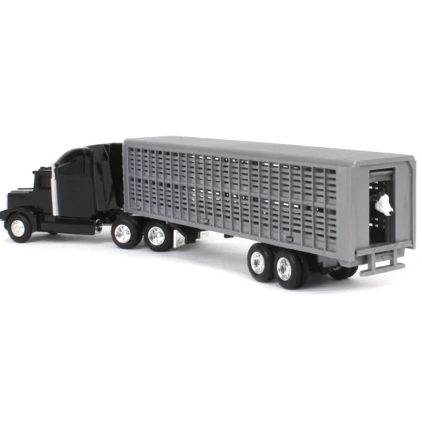 Manufacturer_ERTL Agricultural Trucks<1/64 Black Semi Truck with Cattle Trailer and Cattle by ERTL
