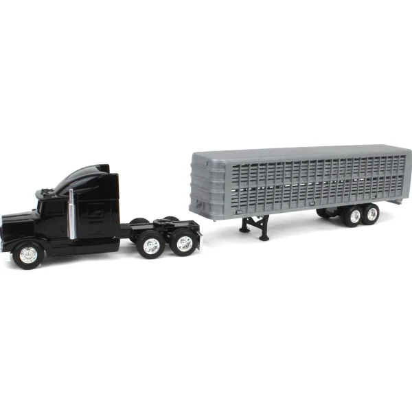 Manufacturer_ERTL Agricultural Trucks<1/64 Black Semi Truck with Cattle Trailer and Cattle by ERTL